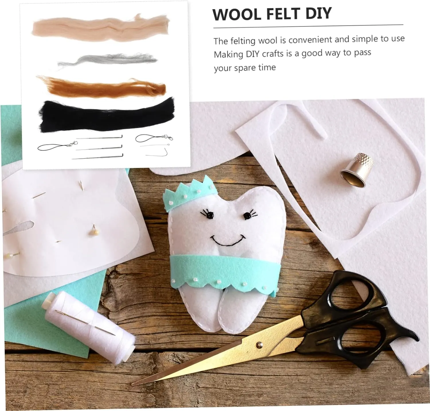 Felting Accessories Fun Family Activity Tools for Beginners Lurrose 3sets twin groom dye recipient Needle Felting Animals Kit Creative Craft Supplies for Boy Girl and Adults Soft Natural Complete 