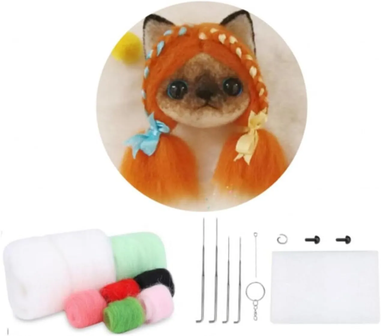 Felting Craft Kit comprehend (No.9), Red YJIUYUANQ 1 Patterns Felt Animals Needle 