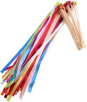 Festive Atmosphere Luxshiny 20Pcs Mix Color Fairy Stick Wands with girder Bells Ribbons Streamers for Weddings Birthday Parties Stage Performances and Celebrations Create 