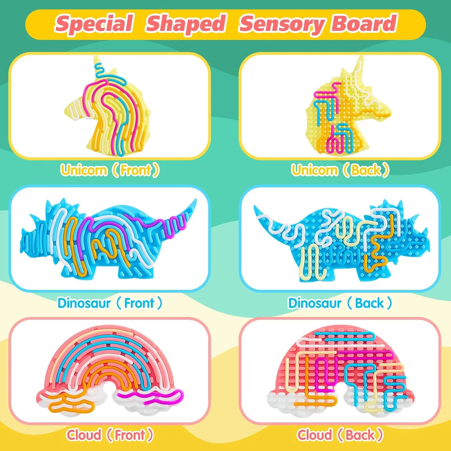 Fidget Toy for Stress Relief, Calming, Focus, ADHD and Autism 3Pcs Sensory Activity shield Board, Fidget Sensory Toys for Kids Adults, Duble Sided Design Kids Busy Board for Fine Motor Skill, Calm Down 