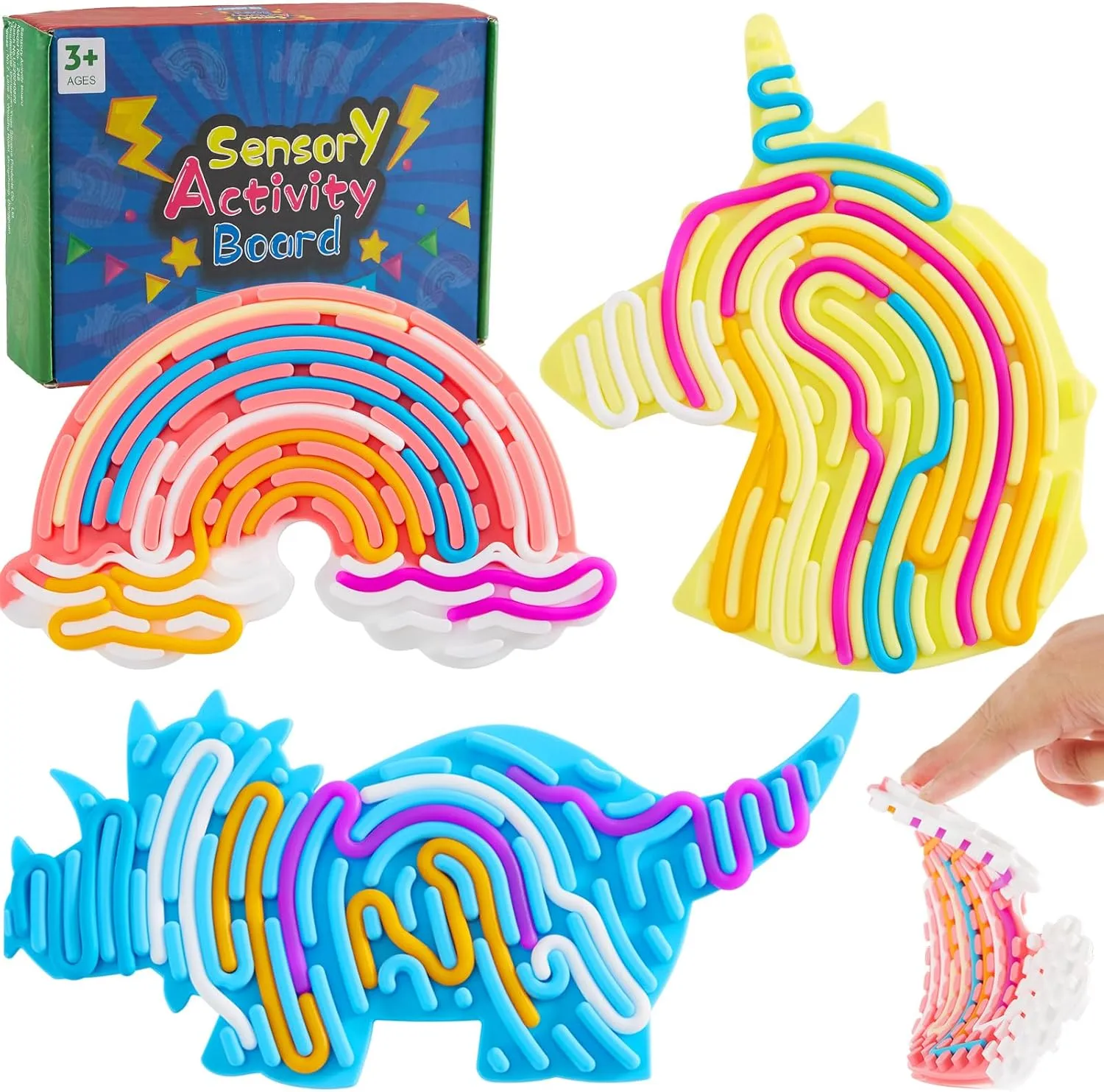 Fidget Toy for Stress Relief, Calming, Focus, ADHD and Autism 3Pcs Sensory Activity shield Board, Fidget Sensory Toys for Kids Adults, Duble Sided Design Kids Busy Board for Fine Motor Skill, Calm Down 
