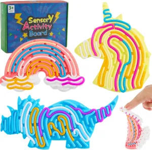Fidget Toy for Stress Relief, Calming, Focus, ADHD and Autism 3Pcs Sensory Activity shield Board, Fidget Sensory Toys for Kids Adults, Duble Sided Design Kids Busy Board for Fine Motor Skill, Calm Down 