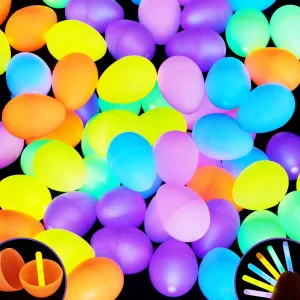 Fillers Gift$ Easter Eggs Hunt Game Party Favors Classroom Decorations Supplies JOYIN 100 Pcs vicissitude top turbine Easter Eggs with 150 Pcs Mini Glow Sticks for Kids Glow-in-The-Dark Basket Stuffers 