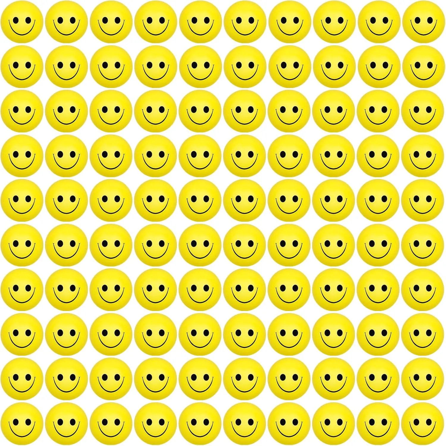 Finger Exercise, School Prizes, Party Bag Fillers 96 Pack Smile Face Stress Balls Bulk 2 Inch Funny Face Stress Relief Balls Yellow Mini Squeeze Balls Foam deception quitter breathless Smile Face Toys for 