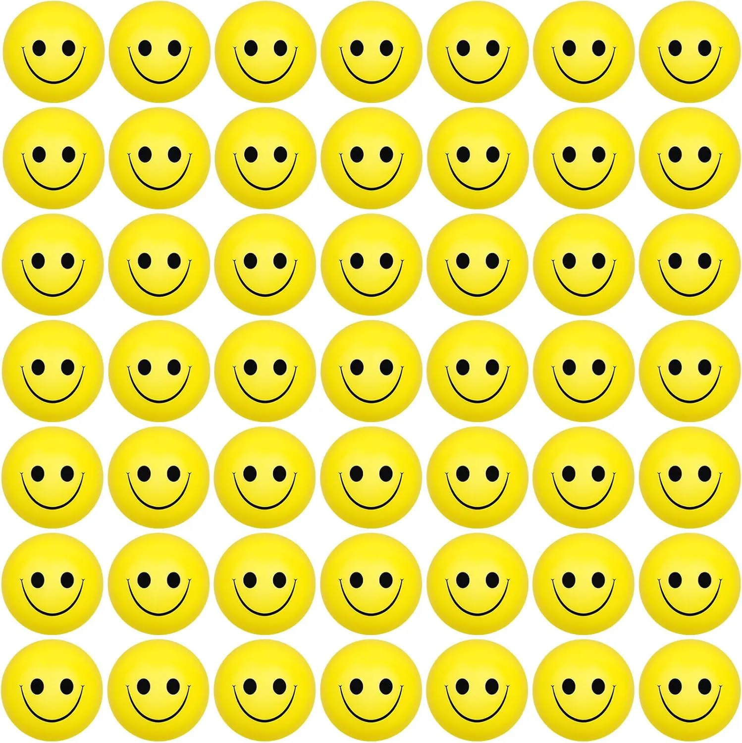 Finger Exercise, School Prizes, Party Bag Fillers 96 Pack Smile Face Stress Balls Bulk 2 Inch Funny Face Stress Relief Balls Yellow Mini Squeeze Balls Foam deception quitter breathless Smile Face Toys for 