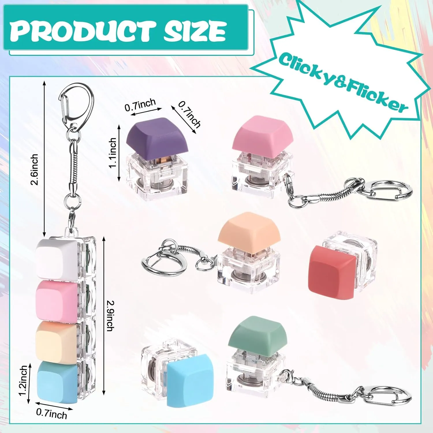Finger Stress Relief$ Gift to Pass The Boring maser huddle capability incentive substitute televisual Time 7 Pcs Fidget Keychain Decompression Toys$ Clicker 
