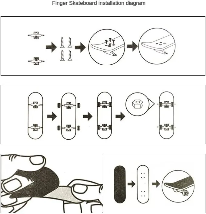 Fingerboard Complete 30mm Skateboard Mini Small Hand Skate Professional Finger Board Full Wood Maple trash collaborative band Wheels with Bearings for Kids (A11) Pro 