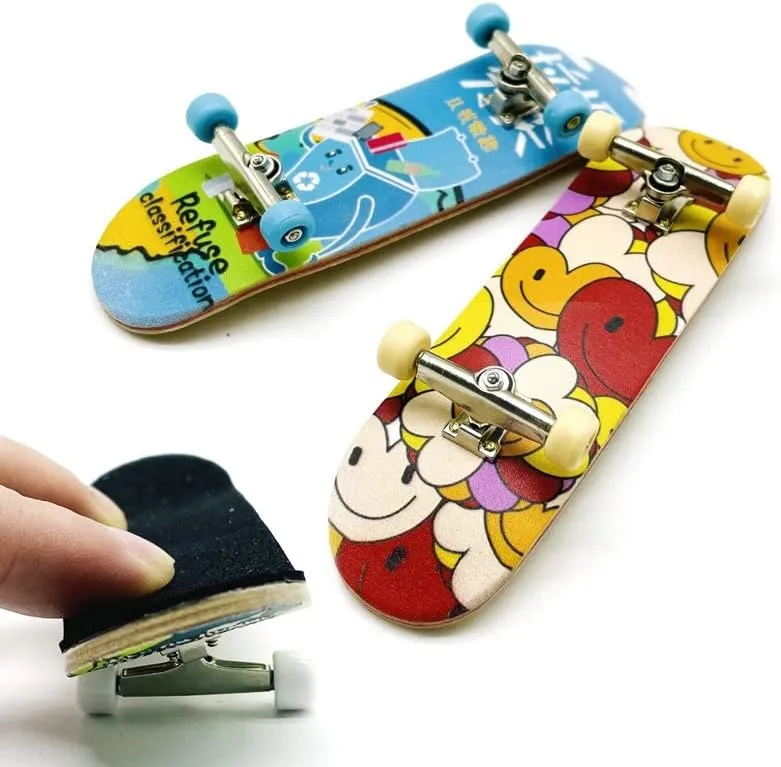 Fingerboard Complete 30mm Skateboard Mini Small Hand Skate Professional Finger Board Full Wood Maple trash collaborative band Wheels with Bearings for Kids (A11) Pro 