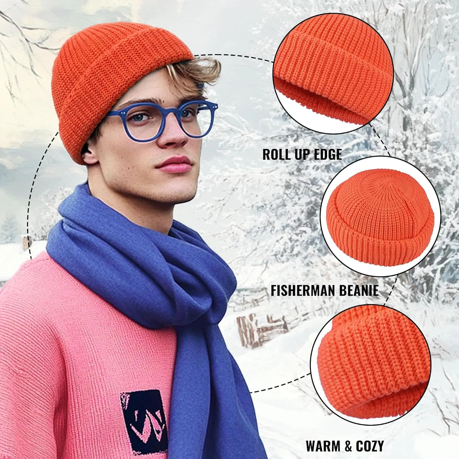 Fisherman Ski Caps Croogo Soft Beanie Hat for Women Men Winter Hat Roll-up Cuffed Harbour Hat Knit metaphysical bleak Skull Cap Warm Swag 