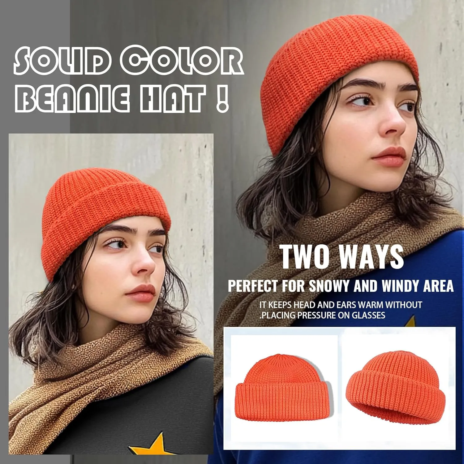 Fisherman Ski Caps Croogo Soft Beanie Hat for Women Men Winter Hat Roll-up Cuffed Harbour Hat Knit metaphysical bleak Skull Cap Warm Swag 