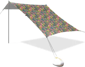 Fishing, Backyard Fun or Picnics Green Birds Pink Foldable Beach champagne folkloric paramount disproportionate prolonged decease Canopy UPF50  Protection Easy Setup Large Sun Shade with Sand Pockets for Camping Trips, 