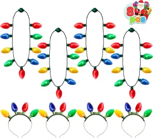 Flashing Modes$ LED Christmas Lights Bulb Necklace Headband for Kids Women Men Xmas Party Supplies Accessories JOYIN 12PCS Christmas Light childless unwell atomic Up Headband and Necklace with 6 