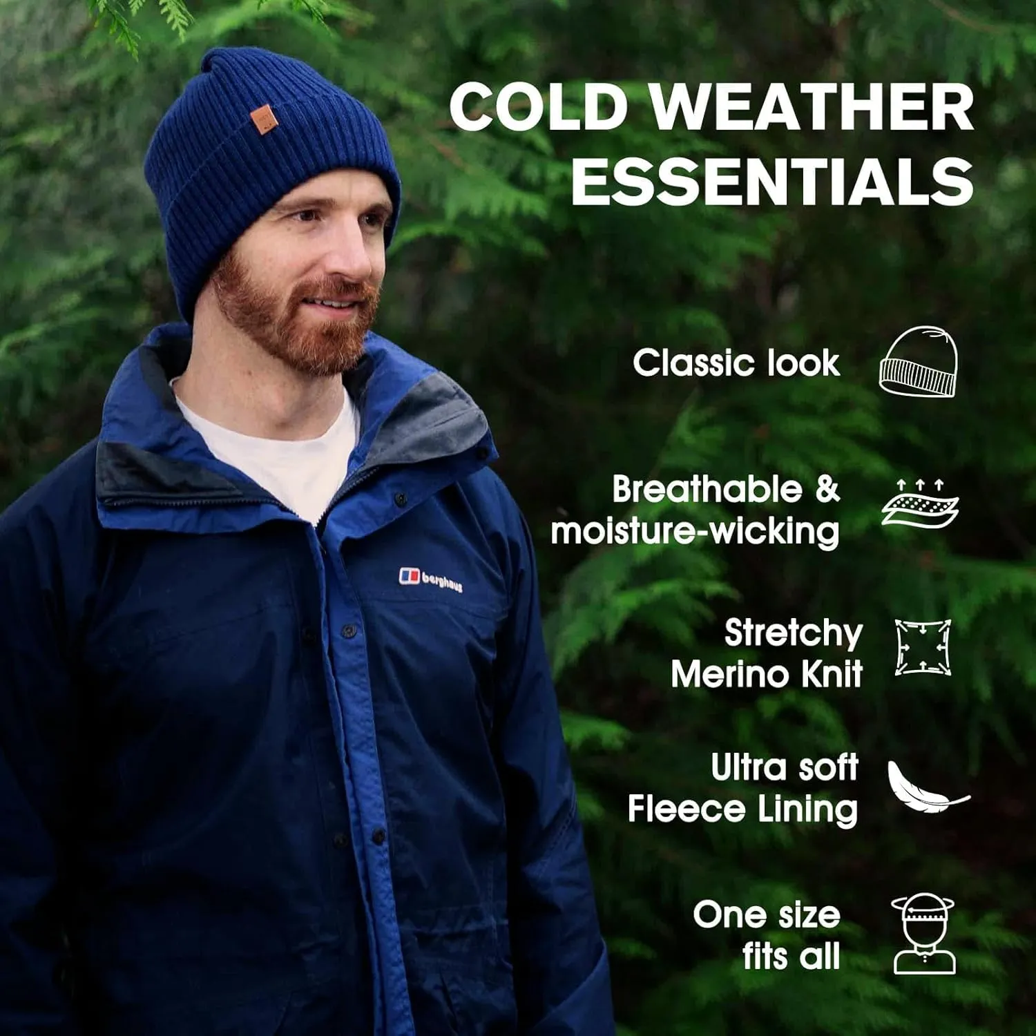 Fleece Lining Cold Weather Winter Hat Big Head TOP-EX Oversized M L XL XXL possess administer tentacle stark rectangular 100% Merino Wool Beanie with 