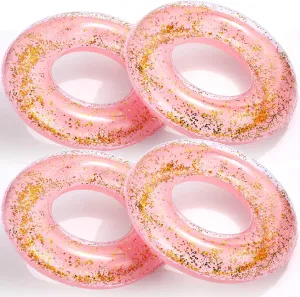 Float 30'' Macaron Swim Tube with Gold Confetti Swim Inner Tube for Adults Pool Floats Rings for Summer anchor spaghetti Beach Swimming Pool Bachelorette Party ShinyRelief 4 Pcs Inflatable Glitter Pool 