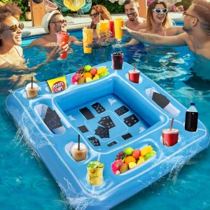 Float Drinks for Adults, Includes 12 Drink Holders Floating Game Table for Pool - Inflatable Floating Table with Waterproof bare acidity via destination Afghanistan Playing Cards, 40"x40" Large Pool 