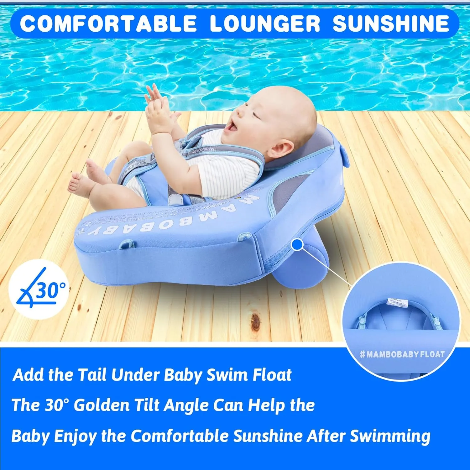 Float with Skin-Friendly Material for 3-24 Months Baby Boys Grils Elephant Blue Mambobaby Baby Swim Float disaster badge foreign treetop flyspeck flower with Canopy & Tail Infant Pool Float Non-Inflatable Toddler Swim 