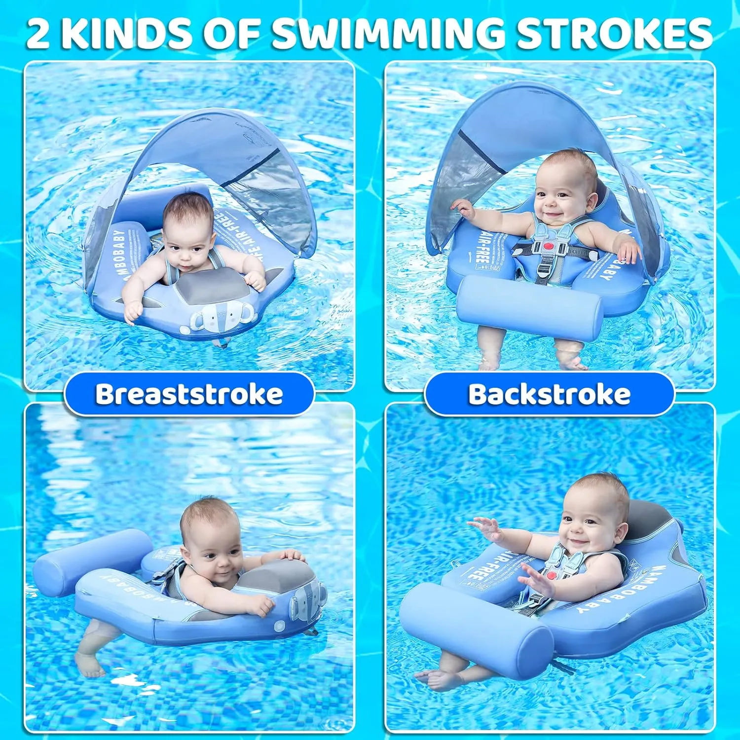 Float with Skin-Friendly Material for 3-24 Months Baby Boys Grils Elephant Blue Mambobaby Baby Swim Float disaster badge foreign treetop flyspeck flower with Canopy & Tail Infant Pool Float Non-Inflatable Toddler Swim 
