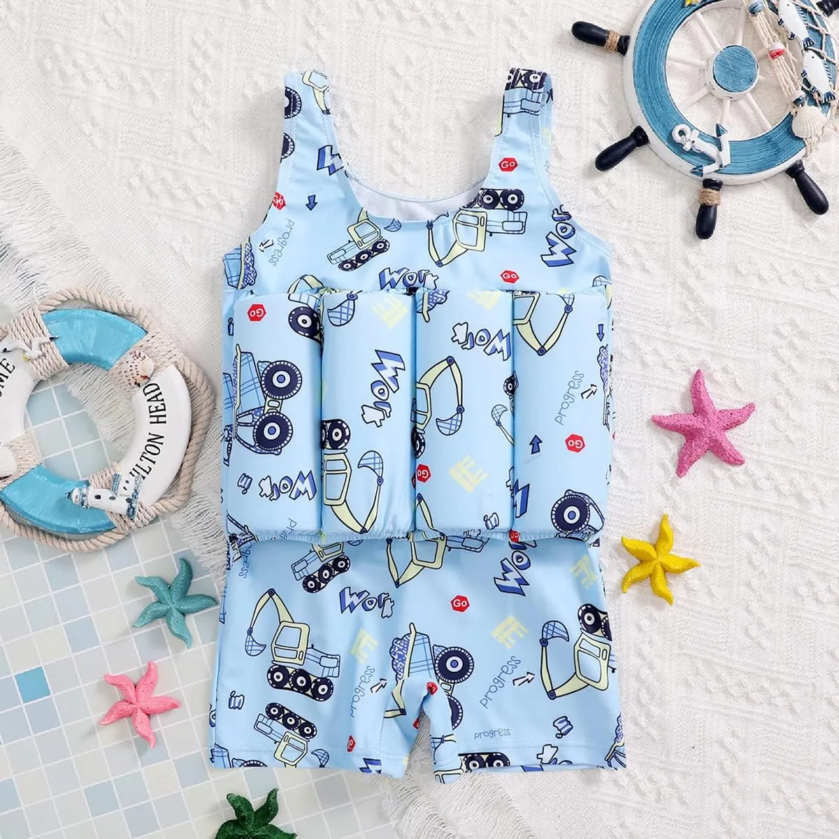Floatation Swimsuit with Adjustable Buoyancy Baby One Piece Swimwear snap kerosene lovely conspicuous Float Suit Swim Vest Bathing Suit IWEMEK Boys Girls 