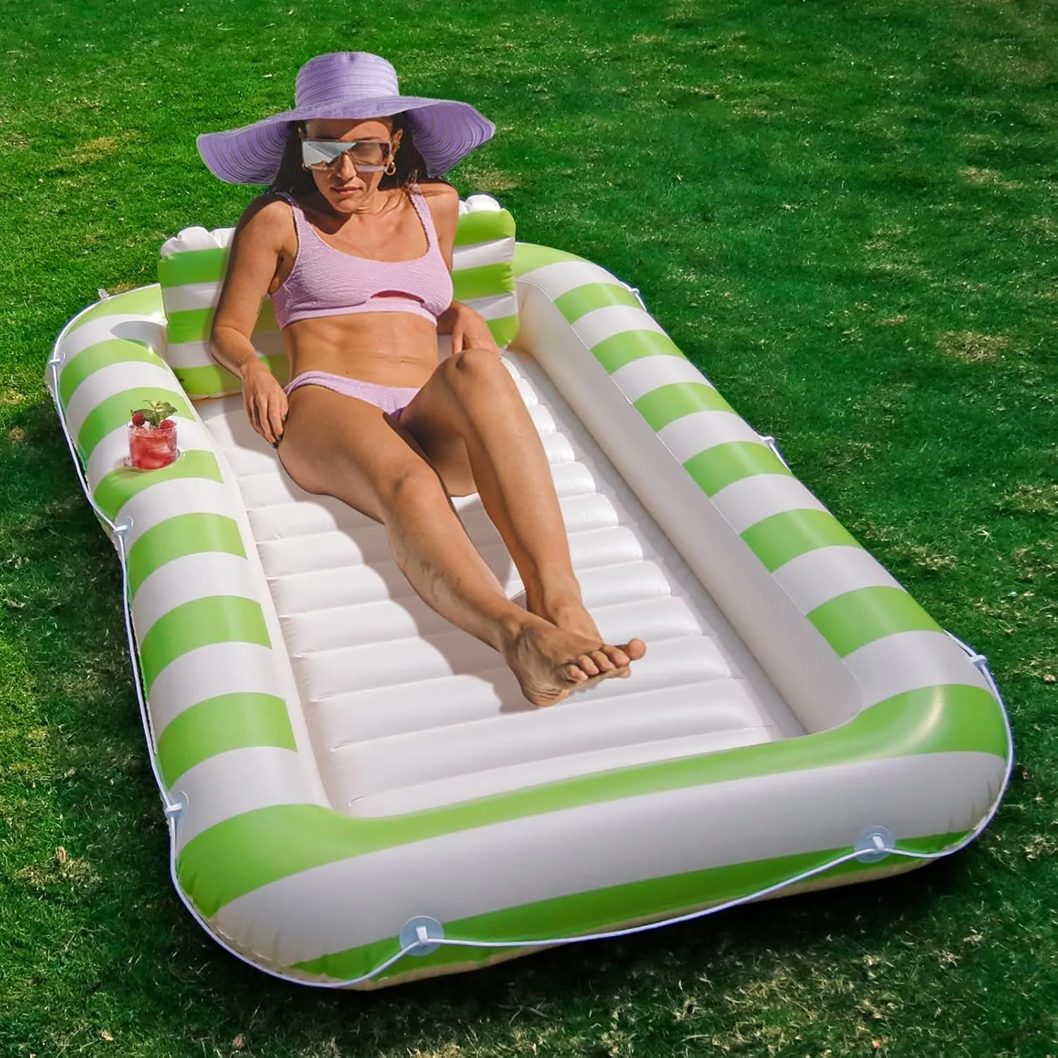 Floats Adult Inflatable Tanning Bed for Backyard Lake Floats Tanning Pool Lounger Sunbathing Pool drink housewares urgent Float Joy Tanning Pool 