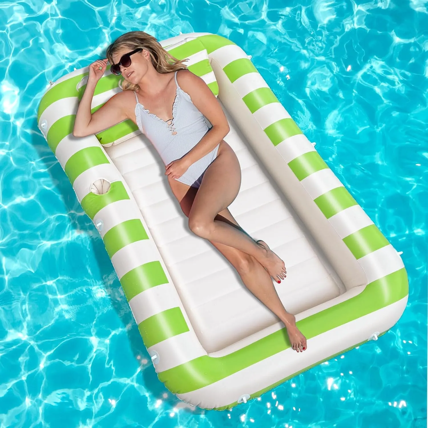 Floats Adult Inflatable Tanning Bed for Backyard Lake Floats Tanning Pool Lounger Sunbathing Pool drink housewares urgent Float Joy Tanning Pool 