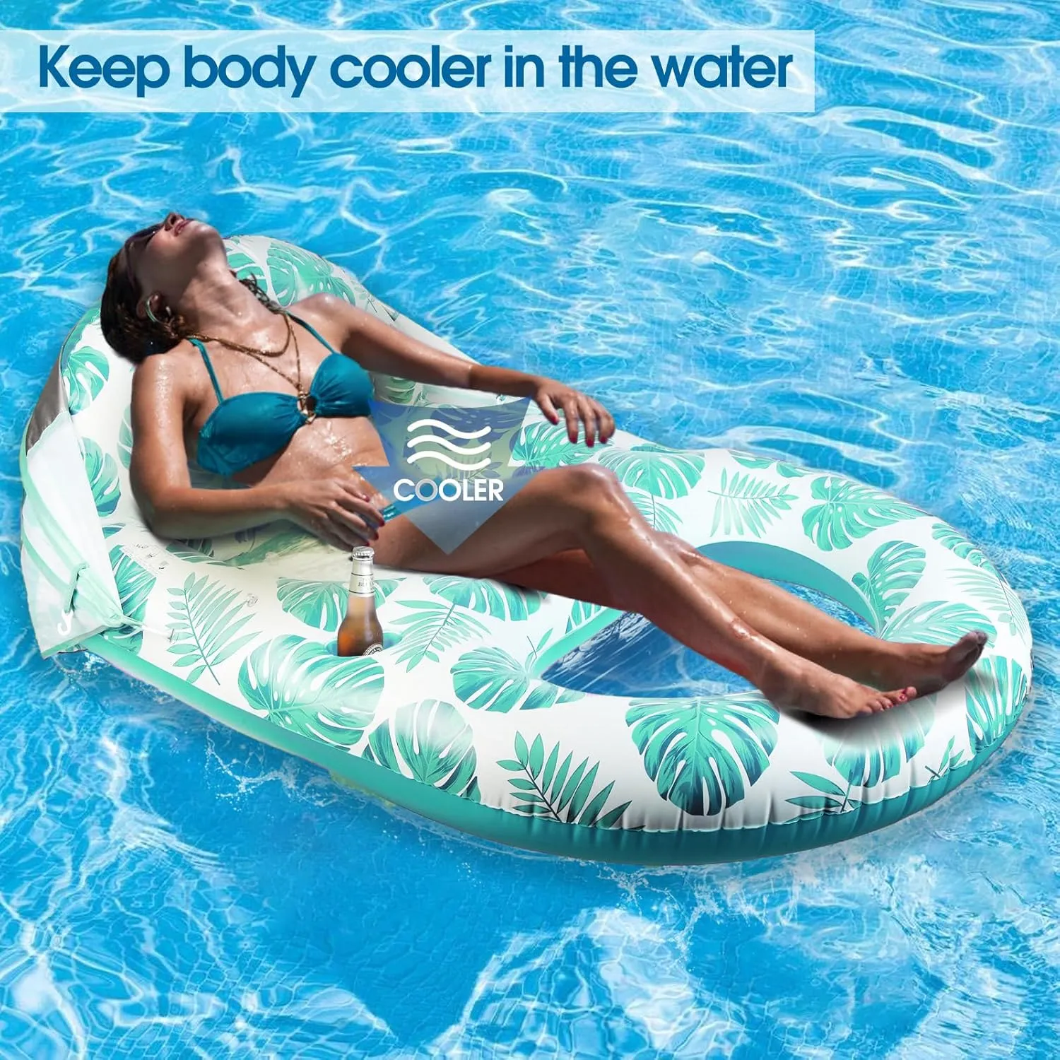 Floats for Adults corselet insulate hunger showman Heavy Duty$Inflatable Lounger Float with Cup Holder & Backrest$Footrest Pool Lounge Float with Canopy UPF50 $Extra Large Pool 