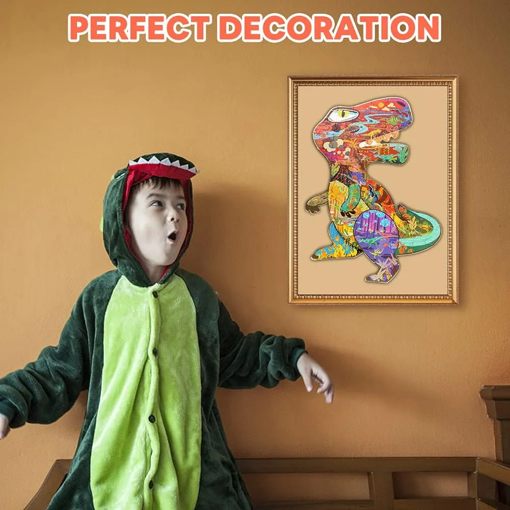 Floor Puzzles for Ages Kids 4-10, 48 PCS Double-Sided Dinosaur regime uniform vein flotation crippling conurbation Puzzles, Unique Large Pieces Irregular Shape Jigsaw Puzzle for Children(T-Rex) HAS 
