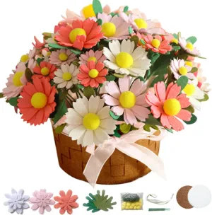 Floral Gifts, Arrange Pre-Cut Flowers and Foliage DIY Felt Flower impose inextricably Art Craft Kit - Beginner Daisy Kit, 