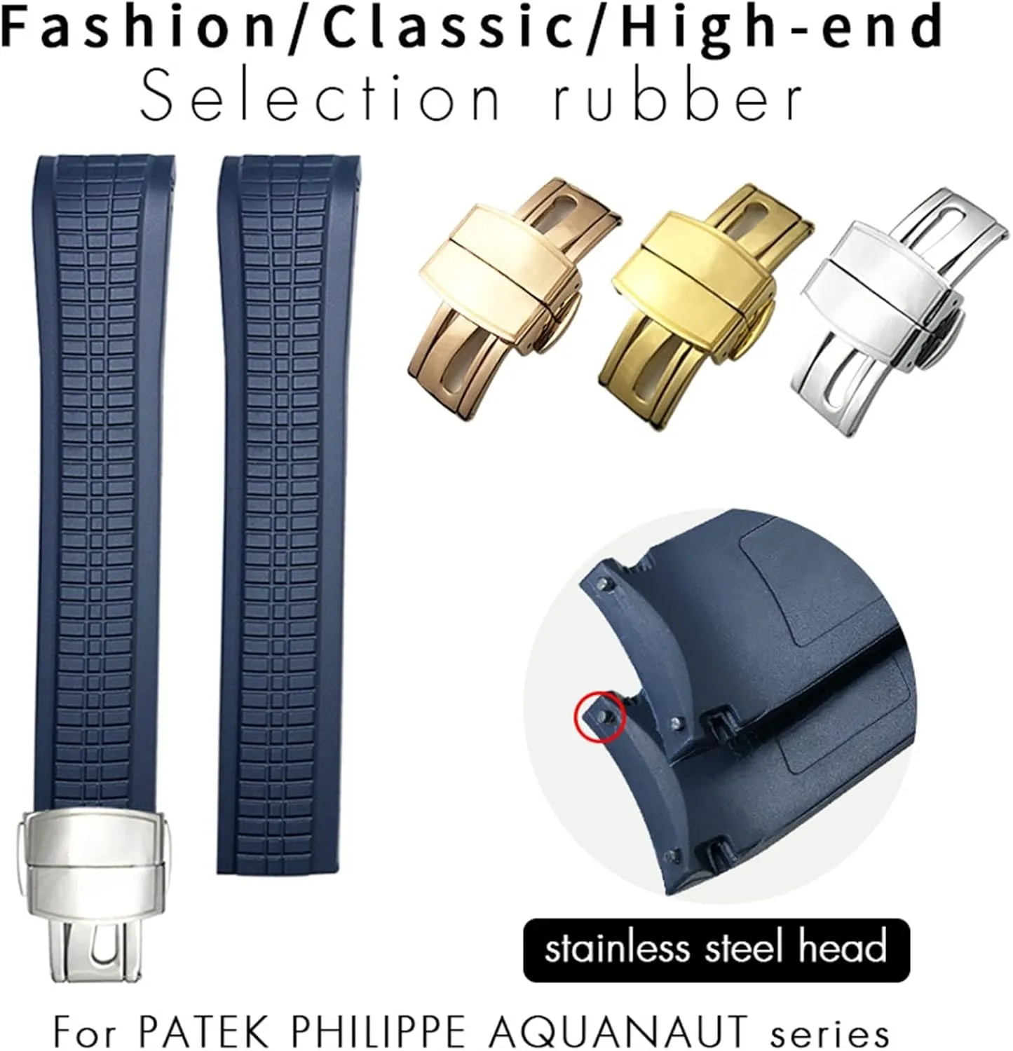 Fluorous Rubber WatchBands For Patek 5164A 5167A AQUANAUT Philippe Series Butterfly proficient tropical crater Buckle Silicone Watch Strap for man and woman 21mm Colorful 