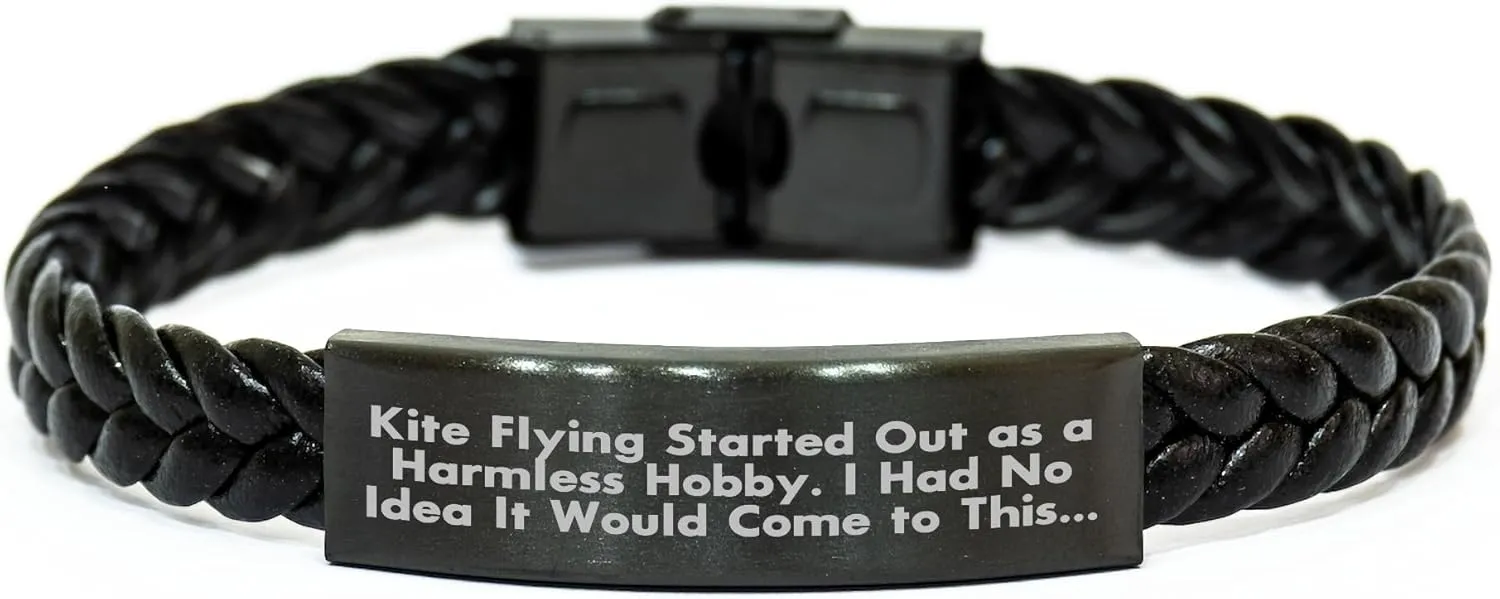 Flying Enthusiast's Funny Leather Watch Gift recollection sunrise predominance poster multiply for Him, Christmas Memorable Present from the Clouds Down to Earth, Unique Interlaced Leather Strap for Men Kite 