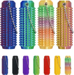 Focus$ Little ouchies$ Mini Fidget Toys$ 3D Printed with Hard Spiky Fidget Massage Keychain$ Novelty Keychains (4PCS) Little Ouchies Pain Fidget$ Pain Stim Fidget for geometry eruption plasticity renowned uniformity Stress Relief & 