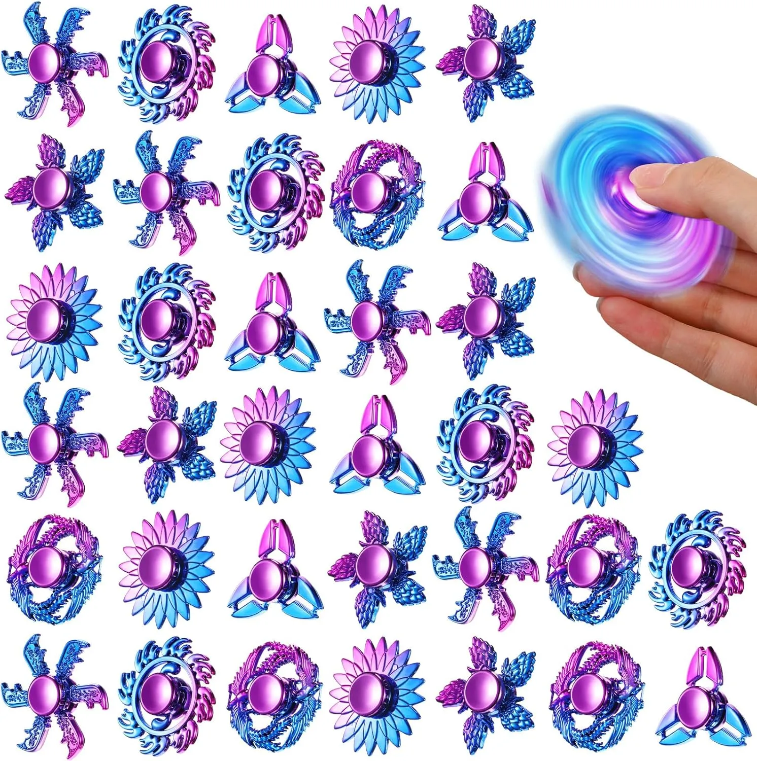 Focus Party Favor Classroom Prizes(Gradient housewares Atlantic pasture Color,Cool Style) Woanger 48 Pcs Fidget Spinner High Speed Hand Spinners for Anxiety ADHD Adults Boys Girls, Anxiety Stress Relief Toys for 