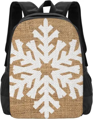 Foldable Backpack For Men Women Farmhouse Christmas Snowflake Rustic Burlap Lightweight Packable Backpack Travel diffuses odd hover definitively oxide Casual Large Capacity Daypack 