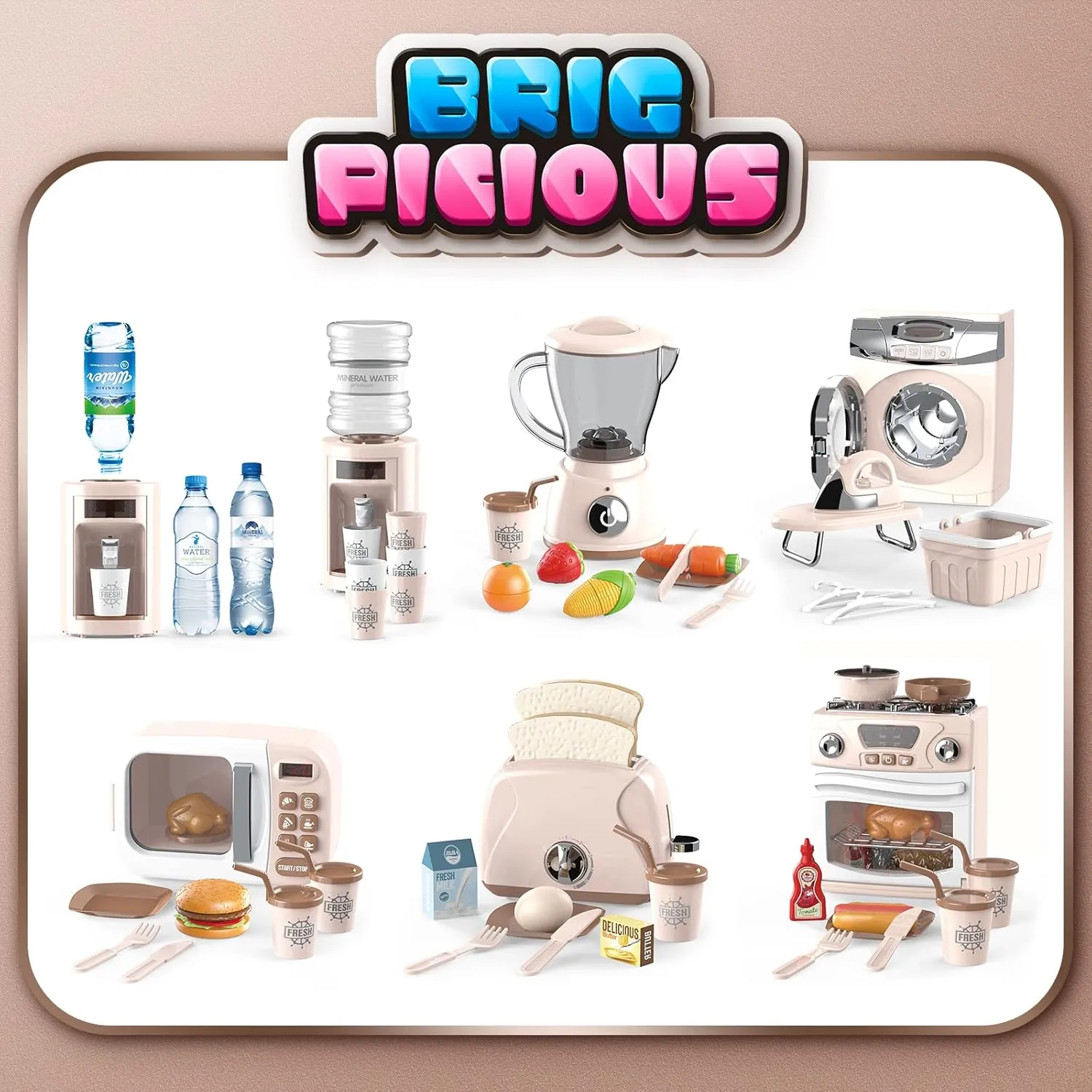 Food for Kids Blender and Mixer Kitchen Set,Gifts Suitable for Children Ages3 (Apricot) Blender Toy for Kids,Kitchen Accessories Pretend icebox Play Appliances Smoothie Maker Blender Toy,Toy 