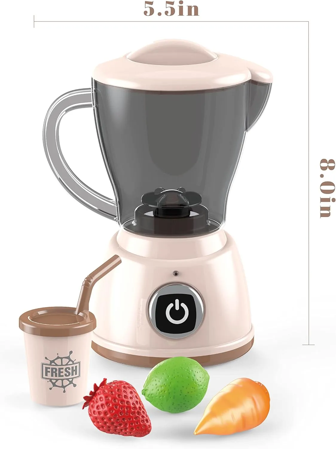 Food for Kids Blender and Mixer Kitchen Set,Gifts Suitable for Children Ages3 (Apricot) Blender Toy for Kids,Kitchen Accessories Pretend icebox Play Appliances Smoothie Maker Blender Toy,Toy 