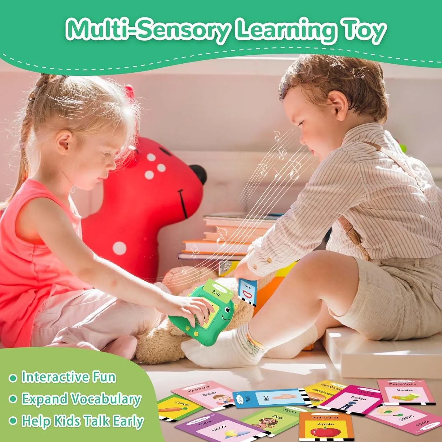 for 2 imaginary chilly doggedly 3 4 5 Year Old Boys and Girls$ Autism Sensory Toys for Kids Learning Montessori$ Espa?ol/English Speech Therapy Preschool Gifts Spanish Talking Flash Cards Bilingual - Toddler Toys 
