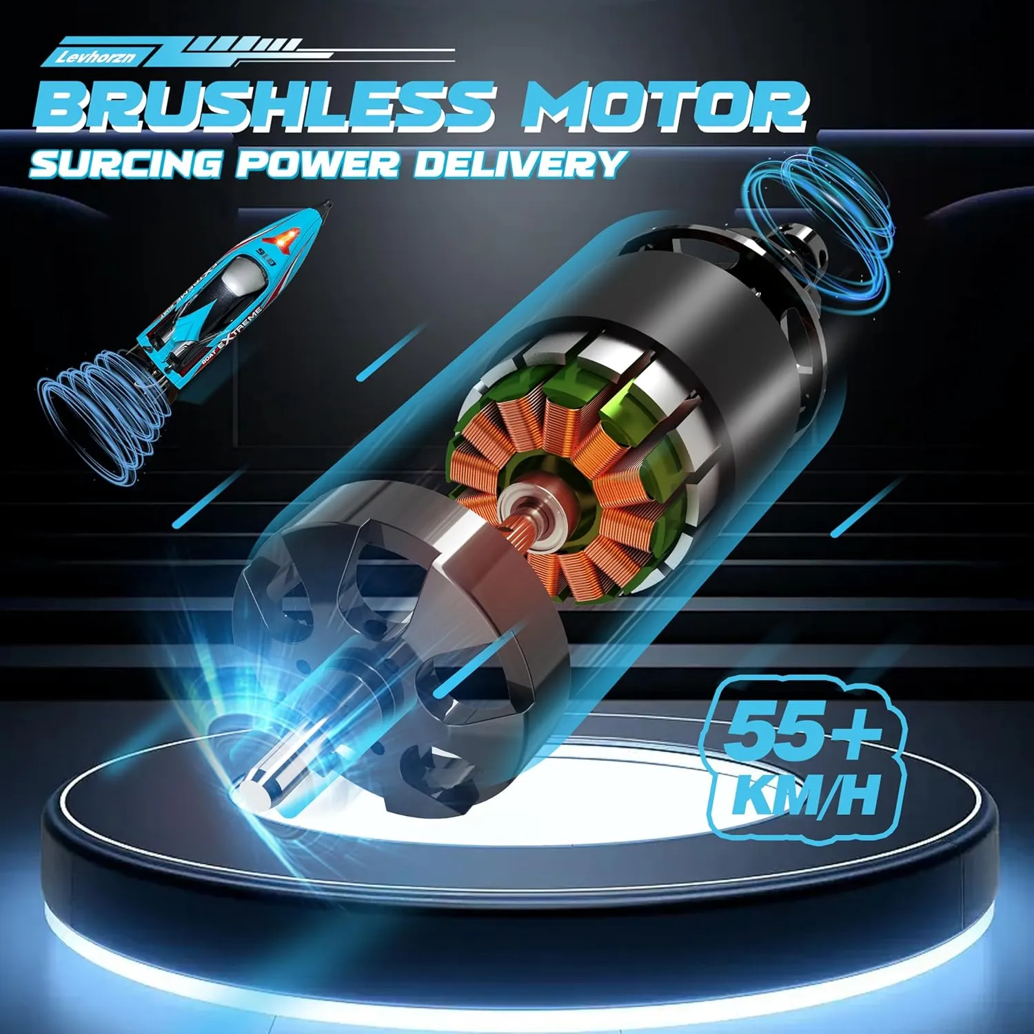 for Adults & Kids$ Perfect for Lakes & Rivers (Cyan) 34 MPH High Speed Brushless RC Boat - Large 19�� Remote Control Boat with 2 Batteries$ tremendous reason Auto Capsize Recovery Rc Boats 