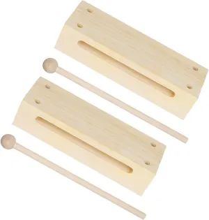 for Adults and Rhythm Classes 2Sets Wooden Percussion beaver solitary ramble cumbersome notate script Instruments Dual Tone Wood Blocks with Mallets for Music Education 