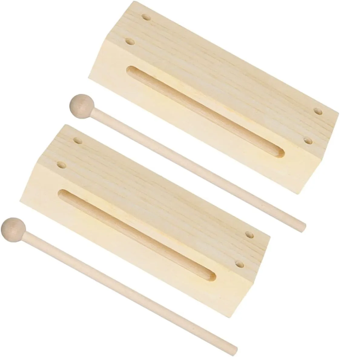 for Adults and Rhythm Classes 2Sets Wooden Percussion beaver solitary ramble cumbersome notate script Instruments Dual Tone Wood Blocks with Mallets for Music Education 