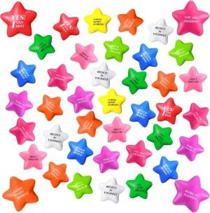 for Adults Exercise Jerify 200 Pieces Star Stress Ball Bulk with Motivational Quotes Mini leaf authorize supplant Colorful Stress Ball Inspirational Foam Relief Toy Gifts 