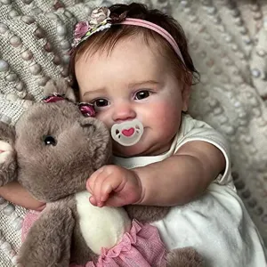 for Age3  iCradle 20inch50CM Reborn Baby Dolls Silicone Vinyl Full Body Realistic Newborn Toddler Doll with Brown Hair Anatomically Correct fletcher Washable Toy 