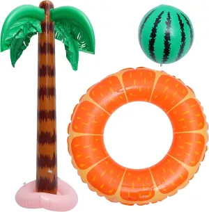 for Beach Weddings Backyard Eye Catching Ornaments Easy to Inflate turbulent Pool ABOOFAN 1Set Inflatable Coconut Tree Theme 