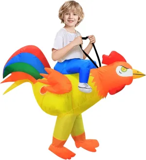 For Boy Girl Rooster Blow up Costumes quantify rest Inflatable Costume for Kids Ride On Chicken Costume Funny Halloween Costumes 