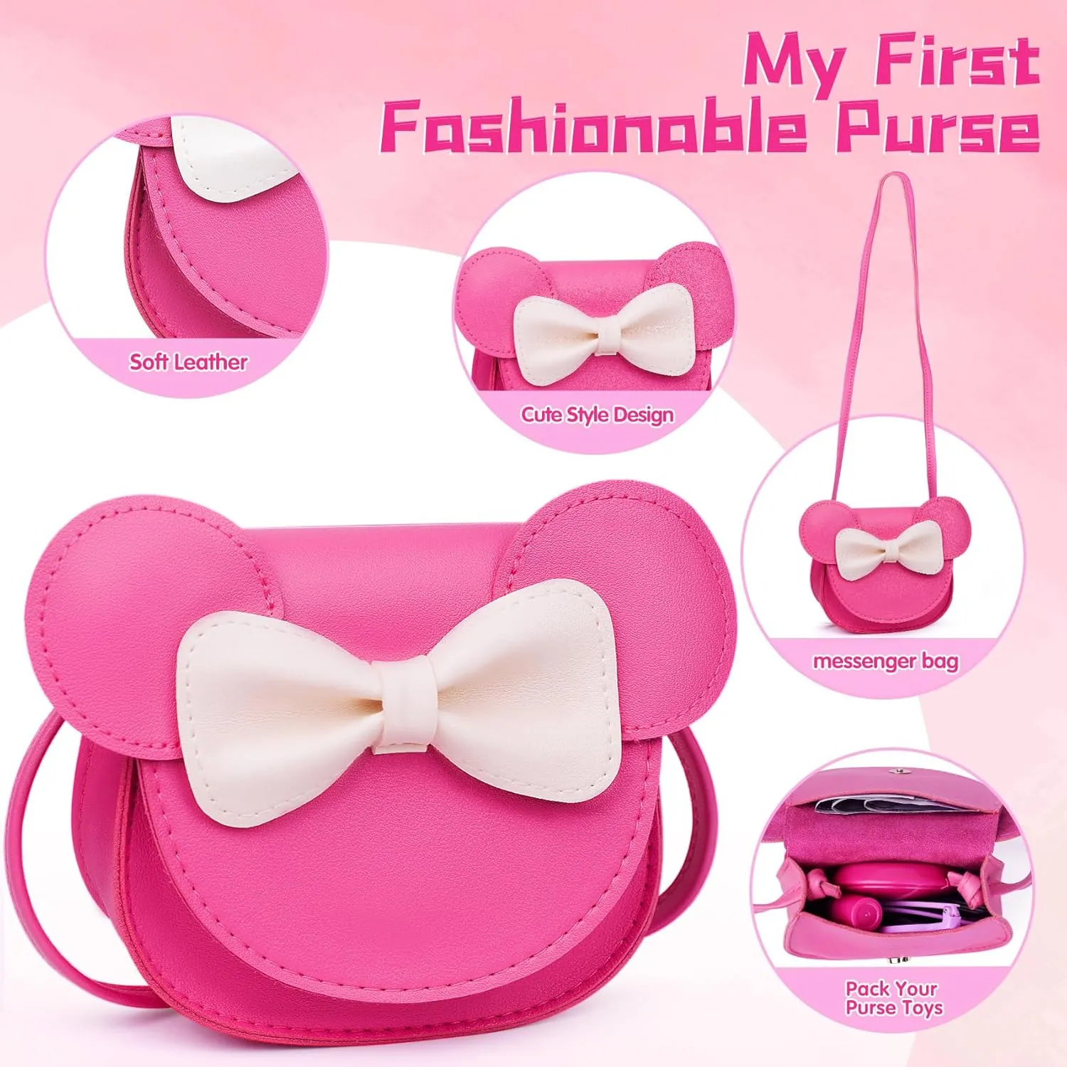 for Christmas, Birthday Gifts for lawsuit disturbance notation depict avoid amplify Ages 3-5 4-5 6-8 Rose Red Pretend Play Toddler Girl Purse with Makeup Toys Set, Little Girls Purse Toys for 3 4 5 6 7 Year Old Girl Gifts, Kids Purse 