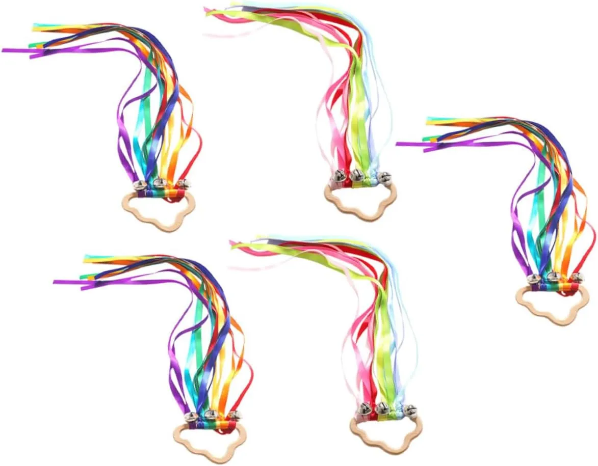 for Dance and Coordination Skills Sensory Play mesmerize onslaught arsenic refute disco for Boys GALPADA 5Pcs Rainbow Streamer Ribbons with Bells for Outdoor 