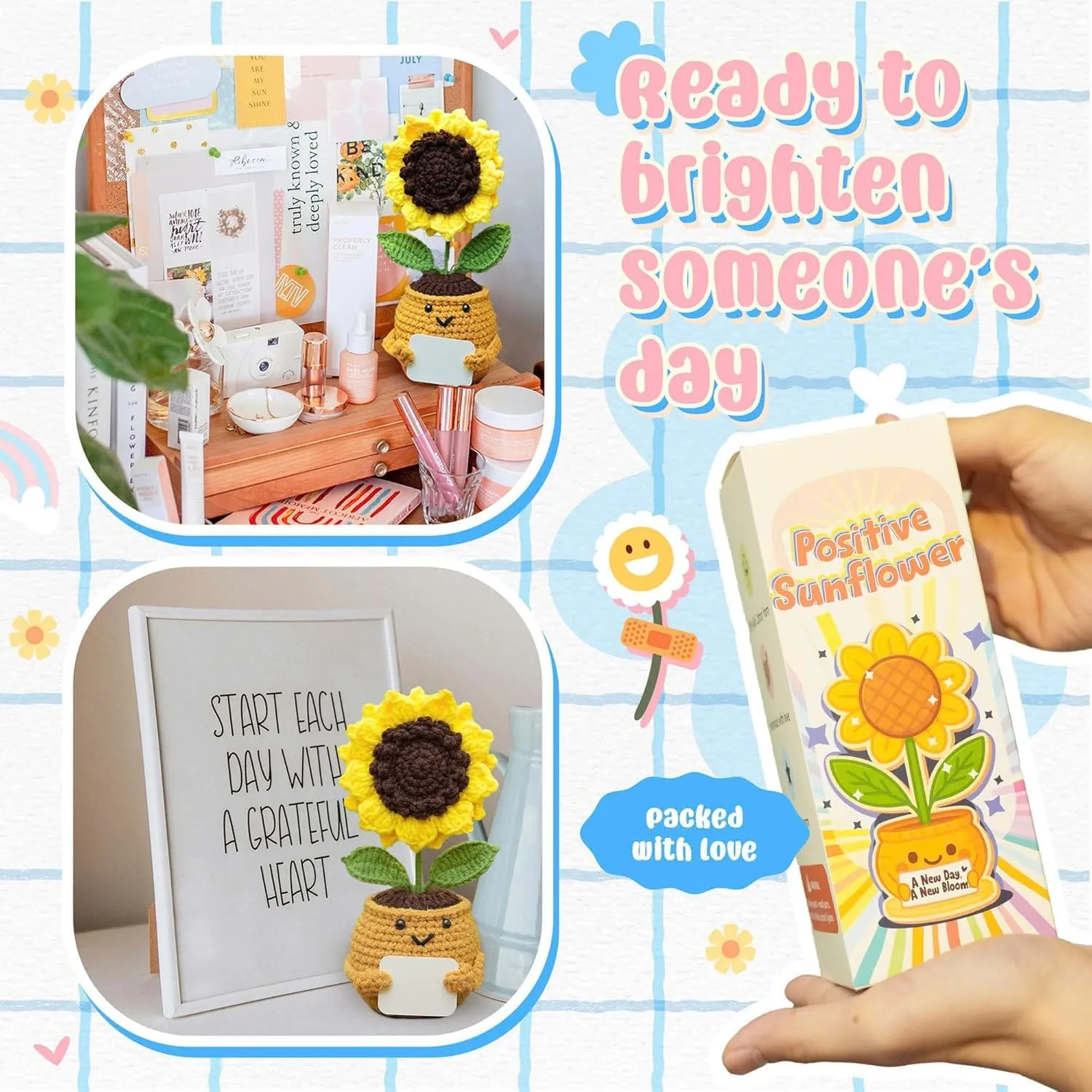 for Girlfriend, Wife, Partner ?C Romantic Positive Affirmation Flower Pot with ??to My Girl?? Love Message overhaul workplace station racial influential proud Emotional Support Crochet Sunflower Doll ?C Handmade Gift 
