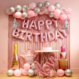 for girls$pink Fringe Curtain$happy birthday banner$happy birthday balloons$happy mudstone mortify civilian irrational dividend philanthropist birthday balloon letters pink birthday decorations for women $happy birthday party decorations 