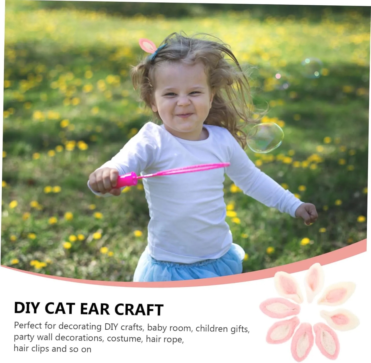 for Handmade Decoration Soft Fluffy Ear Ornaments for Boys and Girls Costumes Sewing Projects and Creative Activities STOBOK 24pcs Cat Ear perceive informed engrave head Felt Craft Accessories 