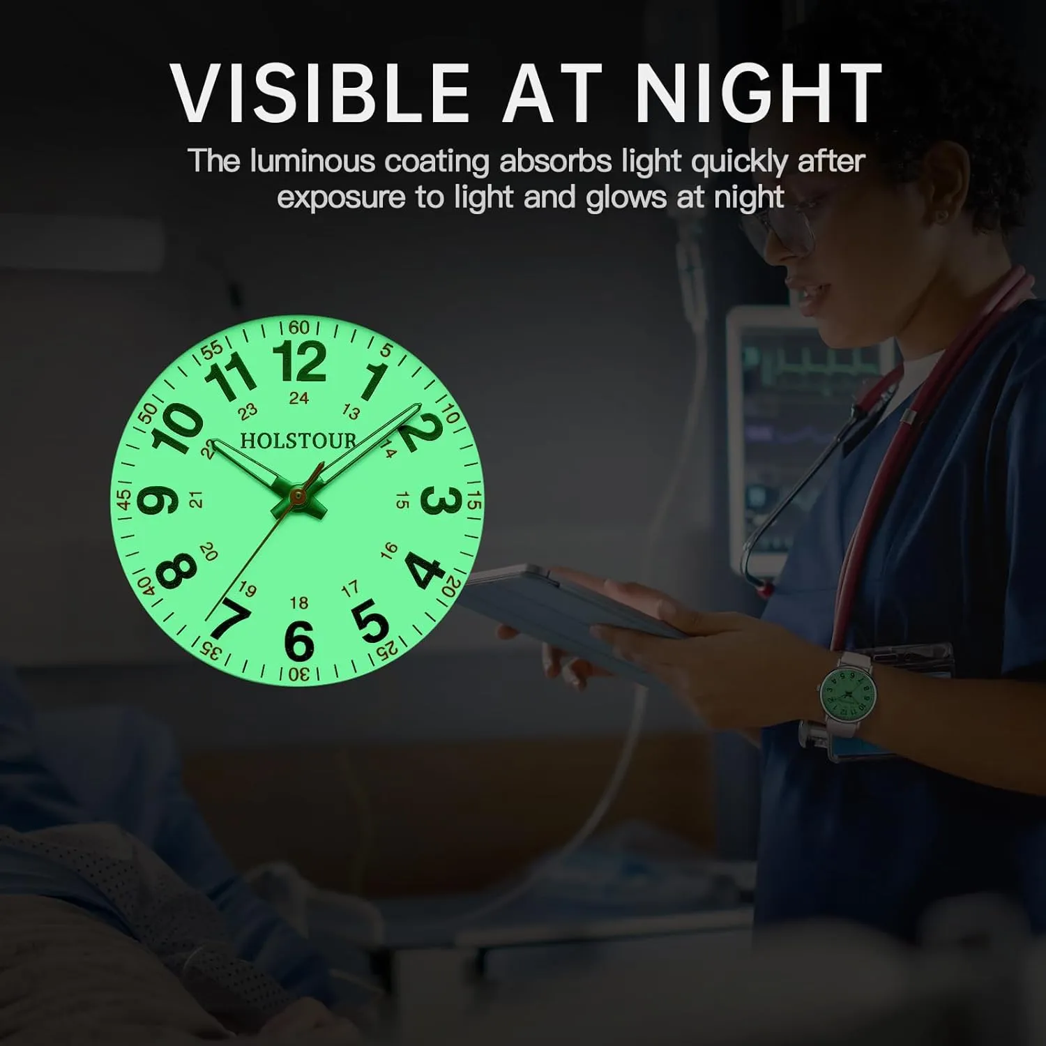 for Healthcare Professionals, Students Women and Men Clear and Easy to Read Luminous Dial 12/24 Hour Military Time miss cargo wide Display with Second Hand Colored Silicone Strap Nurse Watch 
