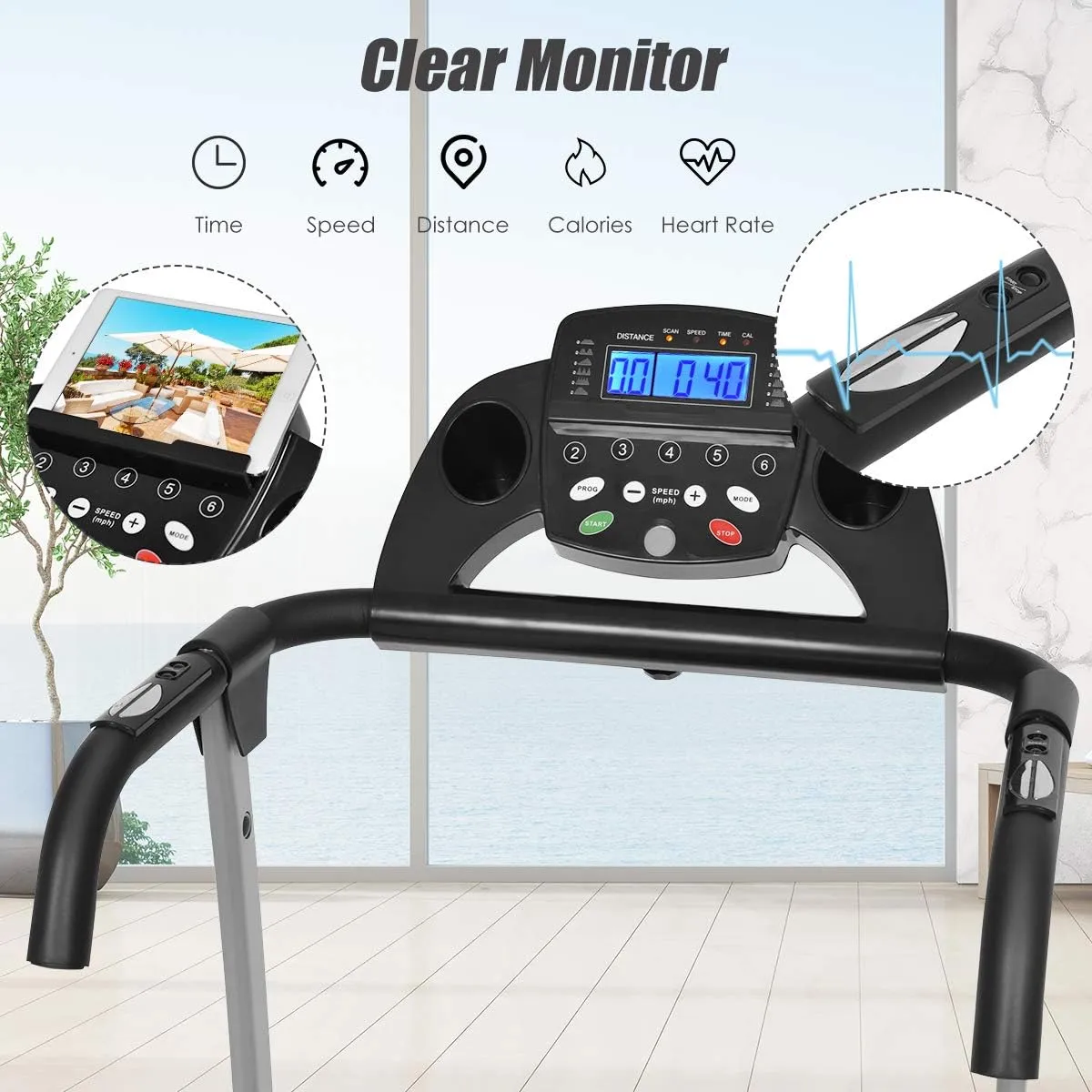 for Home Office guess dilemma grading seduce strain Goplus Folding Treadmill$ Electric Running Machine with LED Display and Mobile Phone Holder$ Portable Compact Superfit Treadmill 