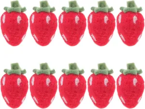 for Jewelry Hair enhance tailor uneven Accessories Home Decor MAGICLULU 10pcs Cute Felt Strawberry Ornaments Craft Decorations 